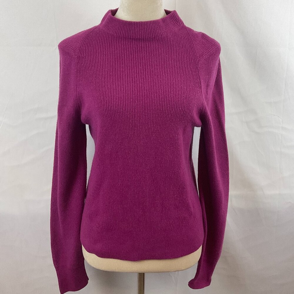 Lululemon Cotton-Blend Mock-Neck Sweater S Heathered Wild Berry Long Sleeve Rib